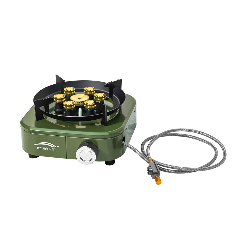 Outdoor Power 'Hose' - Beiyue 6-pits winddichte campinggasfornuis, hoge vermogen