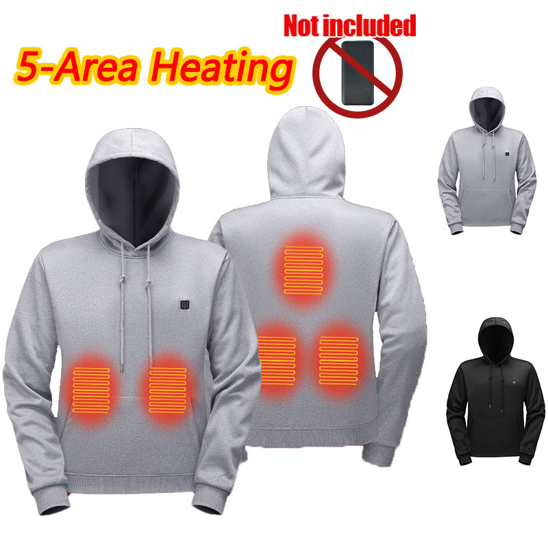 Outdoor Usb Power Bank - 5-zone verwarming hoodie Verwarming Kleding Heren