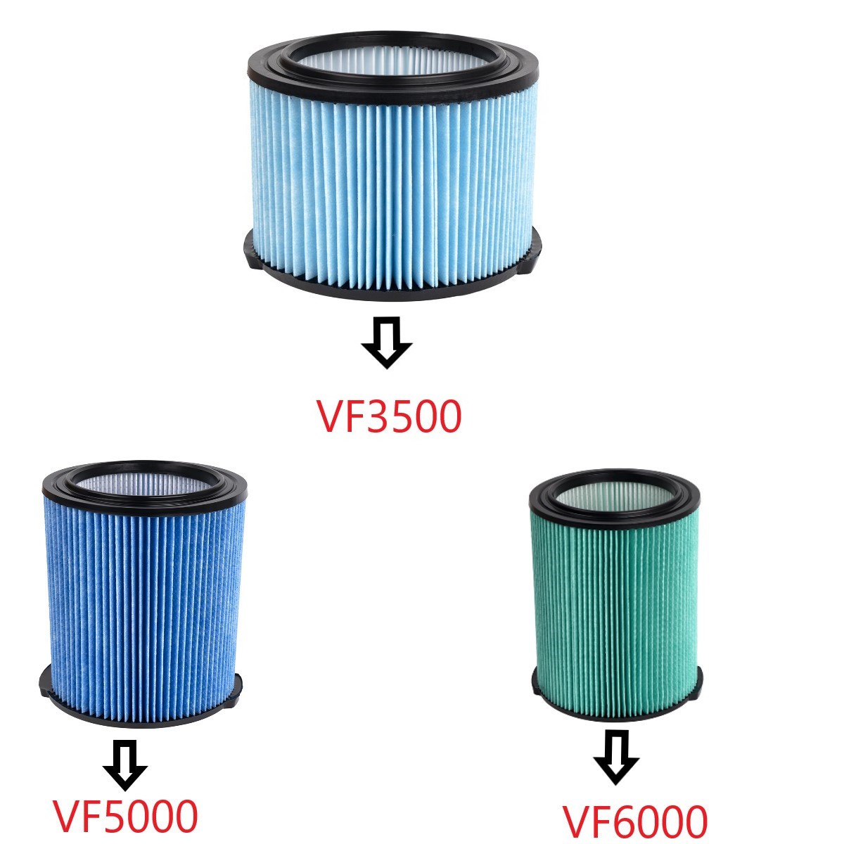 Wet Dry Vacuum Shop - VF6000 VF5000 VF3500 Standaard nat-droog stofzuigerfilter