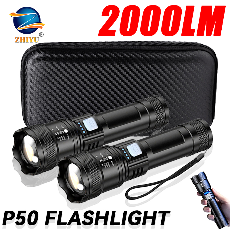 Outdoor Power Bank - Tactische LED-zaklamp 2000LM USB oplaadbare waterdichte